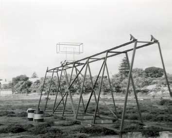Peter Cripps towards an elegent solution Above and Below Ground Projects: Blackbird 12R, 1971 Installed at Mildura Sculpture Triennial 1973 Angle iron, cast aluminium, brass, canvas, stainless steel