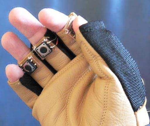 The sensor board including a battery pack was mounted on the back of the hand of each glove.