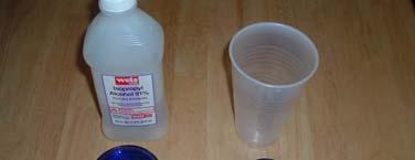 4. In your plastic container, mix 1/2 cup of rubbing alcohol