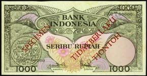 Gem quality furthers the desirability. PMG Gem Uncirculated 65 EPQ....$500-$700 10194 Bank Indonesia. 2500 Rupiah, ND (1957). P-54s. Specimen.