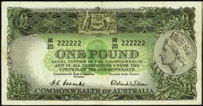 A scarce KGV One Pound note in VG-F with some tears and ink along with a Fine-Very Fine Five Pound KGVI. Very Good to Fine & Fine to Very Fine....$300-$500 10008 Commonwealth of Australia.