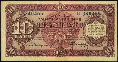 An AF prefixed serial number on this 10 Latu note. PMG mentions Small Tear in the comments section of the PMG holder. PMG Very Fine 30....$100-$150 LATVIA 10256 Bank of Latvia. 500 Latu, 1929. P-19a.