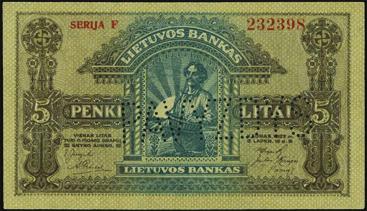 ...$150-$250 10296 Bank of Lithuania. 50 Centu, 1922. P-12cts. Color Trial Specimen. Printed by Andreas Haase, Prague. Series A.