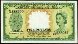 Stack s Bowers Galleries The August 2014 Chicago ANA Auction MALAYA AND BRITISH BORNEO 10353 Board of Commissioners of Currency Malaya & British Borneo. 5 Dollars, 21.3.1953. P-2a.