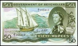 ... $700-$1000 10449 Republic of Seychelles. 20 Rupees, ND (1977). P-20. Pack fresh with lovely embossing of the inks. Gem Uncirculated.