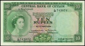 Stack s Bowers Galleries The August 2014 Chicago ANA Auction CEYLON 10046 Central Bank of Ceylon. 10 Rupees, 1953-54. P-55. A design becoming increasingly scarce with the high demand.