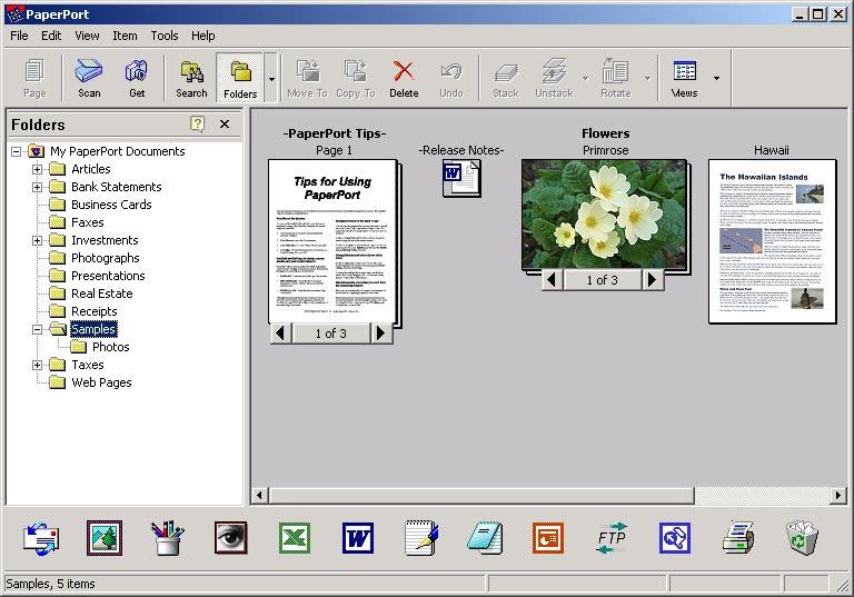 SCANNING FROM THE PAPERPORT SOFTWARE 19 2. On the Windows taskbar, click Start, point to Programs, point to ScanSoft PaperPort 8.0, and then click PaperPort. The PaperPort desktop opens. 3.
