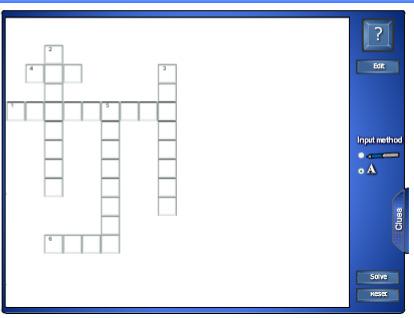When completing the puzzle, participants can enter words using either the On-Screen Keyboard or a pen tool. A Solve button reveals the correct answers.