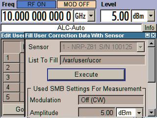 For a known frequency response that needs to be corrected, the user can enter the level correction values as a function of the frequency.