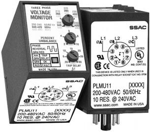 PLMU Series The PLMU Series continuously measures the voltage of each of the three phases to provide protection for 3-phase motors and sensitive loads.