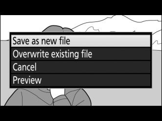 9 Save the copy. Highlight Save as new file and press J to save the copy to a new file. To replace the original movie file with the edited copy, highlight Overwrite existing file and press J.