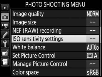 ISO Sensitivity Manual Adjustment The camera s sensitivity to light can be adjusted according to the amount of light available.