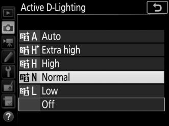 A Active D-Lighting and Movies If Same as photo settings is selected for Active D-Lighting in the movie shooting menu and Auto is selected in the photo shooting menu, movies will be shot at a