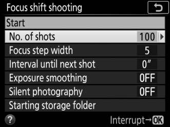 2 Adjust focus shift settings. Adjust focus shift settings as described below.
