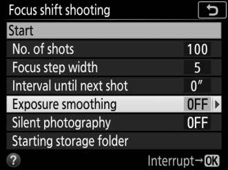 To ensure the correct exposure when using a flash, choose an interval long enough for the flash to charge.