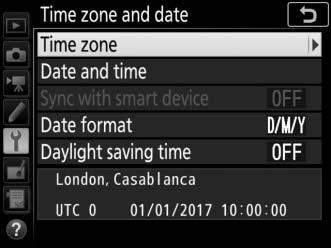 4 Select Time zone and date.