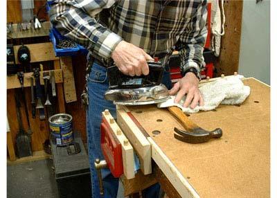 A common problem with hammer handles and wooden tools in general are dents in the wood.