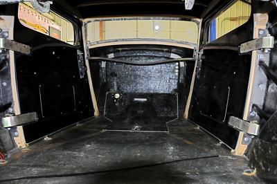 2. This is the bare interior of the 32 Ford coupe fiberglass car body before the installation began.