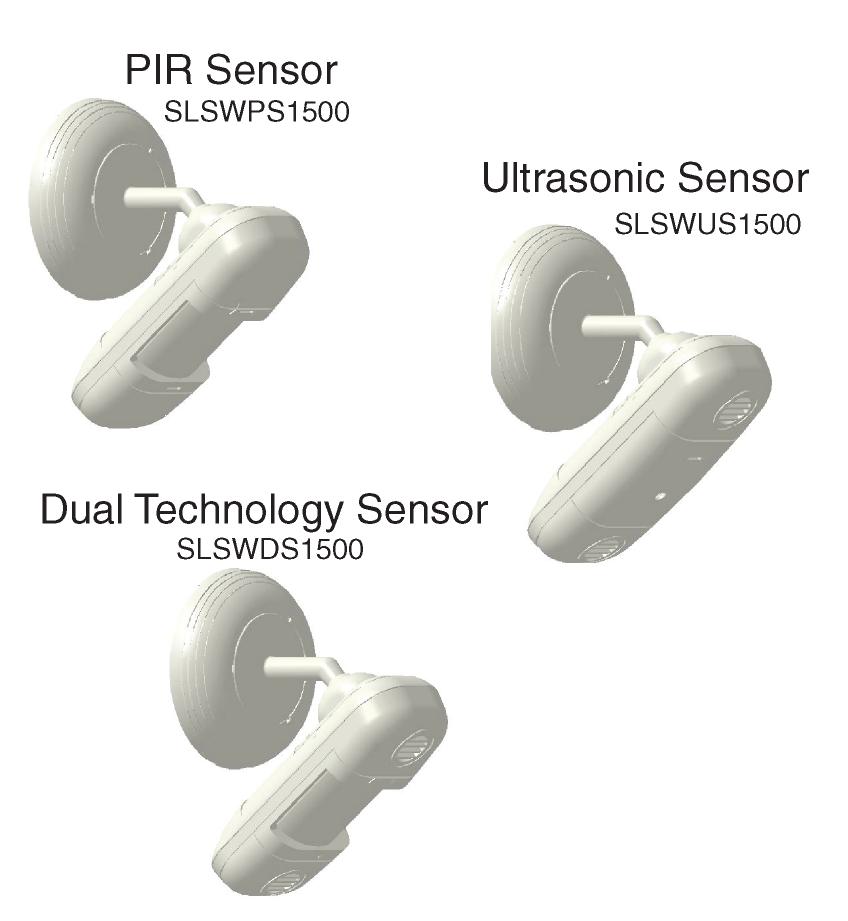The wall mounted occupancy sensors are available in three models: Passive Infrared (PIR) Sensor (SLSWPS1500) Ultrasonic (US) Sensor (SLSWUS1500) Dual Technology Sensor (combined PIR and US