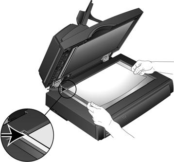 28 VISIONEER PATRIOT 780 SCANNER USER S GUIDE FLATBED GLASS 1. Remove any paper from the Automatic Document Feeder (ADF).