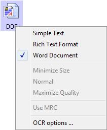 The text file formats are only available if the OneTouch OmniPage Module or OmniPage Pro software is installed on your computer.