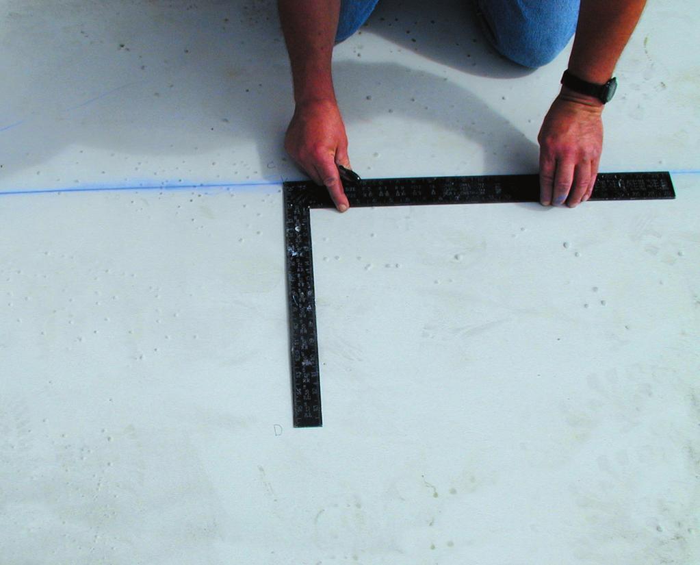 FIGURE 2 Yes No 3. Snap a chalk line from Point C along Line CD to extend several feet past Point D. 4. Use a rule and the 3-4-5 method to check the square of the corner.