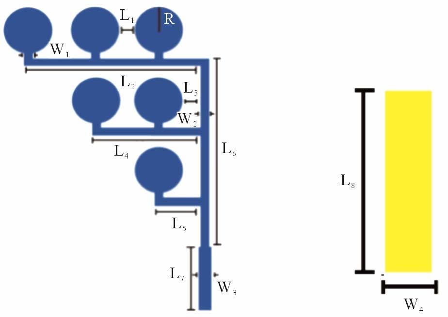 Double-Sided Microstrip Circular Antenna Array for WLAN/WiMAX Applications 183 (c) Figure 1. Configuration of the proposed antenna for single band at 2.