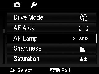 The AF Lamp function allows you to record images even low light conditions.
