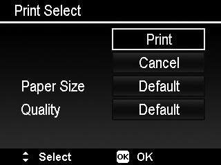 Setting the Print Mode Menu Print Mode menu appears on the screen after the connection between a printer and your camera is established. Print Mode includes three major settings: Print Select.