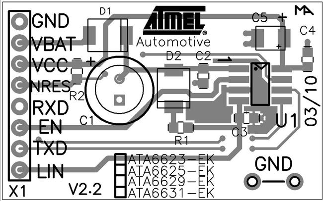 2. Schematic and Layout of the Development Board for the Atmel ATA6629/ATA6631 Figure 2-1.
