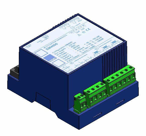 MODEL EM4000ACF Multifunction Transducer for alternating voltage and current Power supply voltages: Suitable for DIN-rail mounting 85 240Vac 400,440Vac 24 65Vdc 100.
