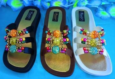 Each of the multi coloured and marble beads, lay flat and smooth against your foot and is accented with