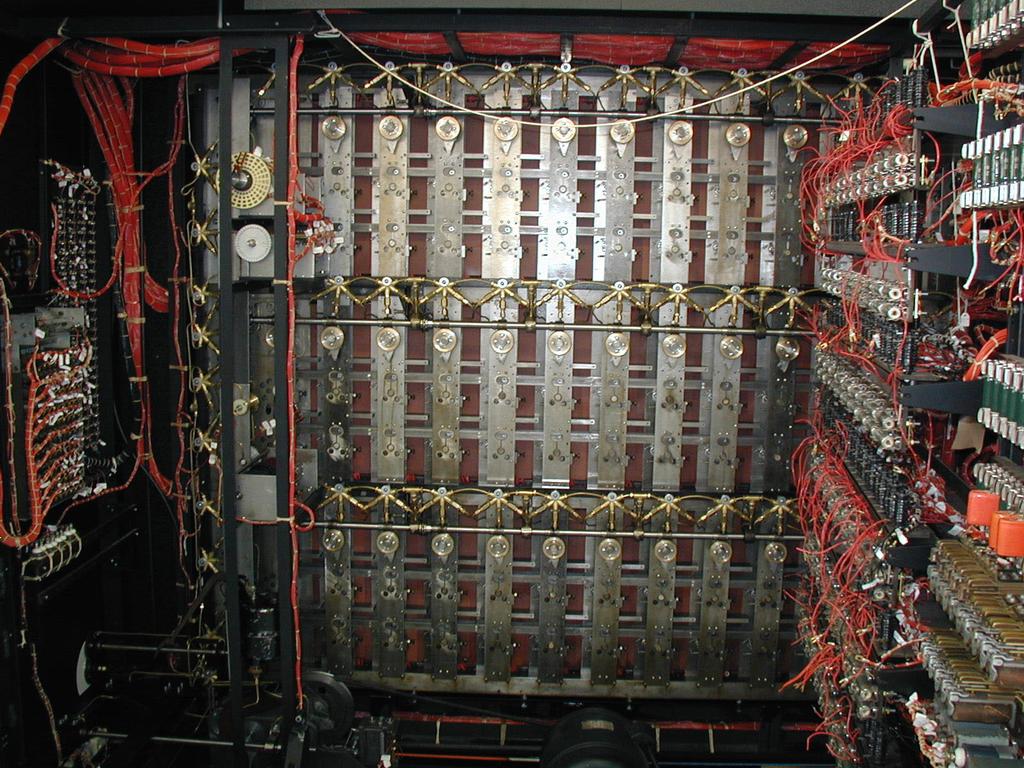 Figure 7 Inside the Bombe Looking through the material that had been decrypted at Bletchley, Turing was able to recognize that many of the messages consistently used the same words and phrases often