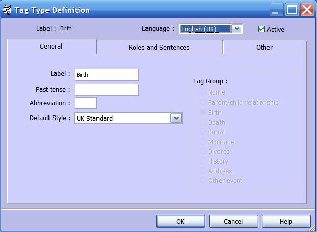 Tag Type Definition General Tab Language Name of Tag Default Location Style If you are using UK