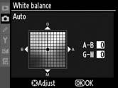2 Reglaj fin balans de alb. Utilizaţi selectorul multiplu pentru reglarea fină a balansului de alb.