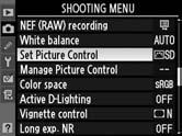 J Selectarea opţiunilor de control fotografie Nikon Aparatul foto oferă patru opţiuni presetate de control fotografie Nikon.
