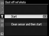 Dust off Ref Photo (Ştergere praf foto ref) Preia date de referinţă pentru opţiunea Ştergere praf imagine din Capture NX 2 (disponibil separat;pentru mai multe informaţii, consultaţi manualul Capture
