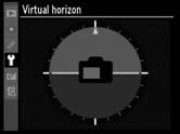 GPS Reglaţi setările pentru conectarea la o unitate GPS (pag. 213). Virtual Horizon (Orizont virtual) Afişaţi un orizont virtual pe baza informaţiilor din senzorul de orientare a aparatului foto.