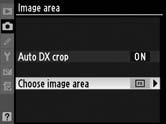 principal. Meniul de Image Area (Suprafaţă a imaginii) 1 Selectarea Image area (Suprafaţei imaginii).