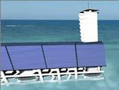 The collecting of the wave energy is made on the sides of the triangle and in the back area on the base, because of the whole wave energy gain on a big wave length will be realized a good active and