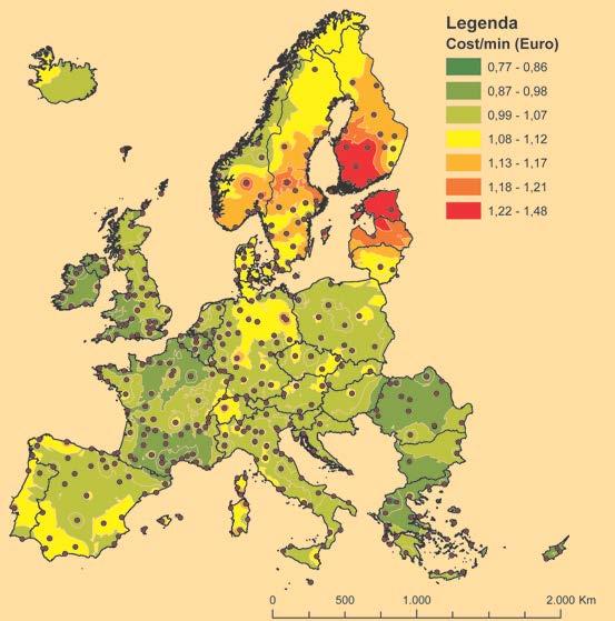 Figure 2 Time - accessibility and cost accessibility of the European airports in 2010 The most expensive origins of air passenger flows are situated within the Scandinavian Peninsula (especially