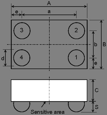 5: Top: on its pad / bump side shown with the direction of its sensitivity. Bottom: Marked side of the flip-chip version only. Mechanical Data Symbol Parameter Min. Typ. Max.