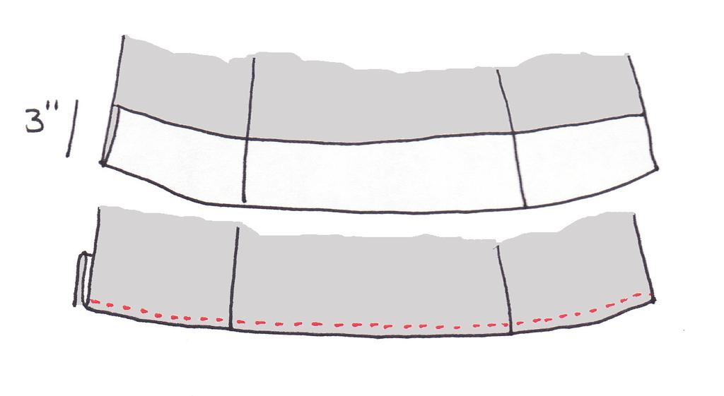fold the doubled over section onto the right