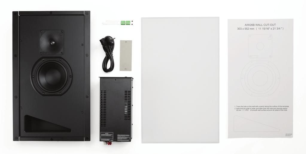 Genelec AIW26B Operating Manual Introduction Installation The Genelec AIW26B Active In-wall loudspeaker system consists of a bass reflex type two-way loudspeaker and a matched remote amplifier