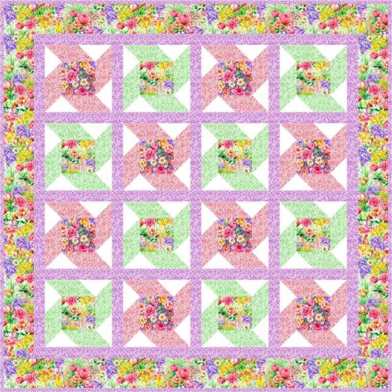 Garden Paradise Fabric Collection by Fabri-Quilt Lap Quilt Designed by The Quilting Hen - Montana