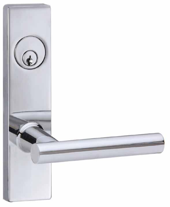 MORTISE WITH TRIM MORTISE WITH sectional TRIM AVAILABLE FINISHES C15 SATIN NICKEL C26 POLISHED CHROME C26D SATIN CHROME FEATURES cul listed for use on 3-hour Fire Door (Single or Double Doors)
