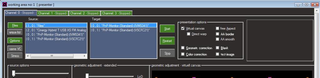 P a g e 8 3 Getting started To show content on your connected displays(s) open VIOSO BlackBox. Select the first Channel. Highlight input (4.2) and output devices (4.2) and click Start (4.
