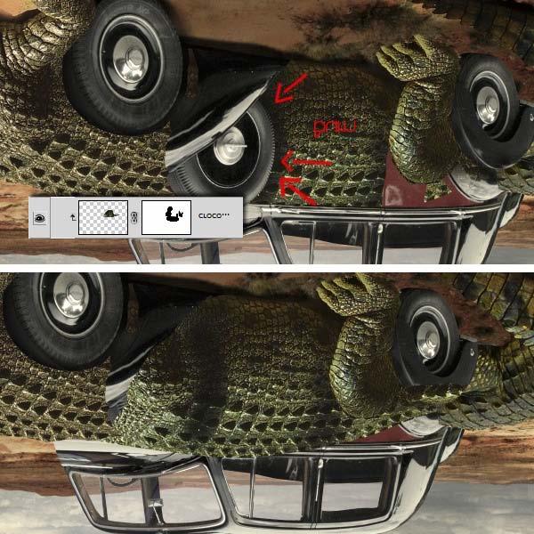 Now we will cover the roof top of the car using the same crocodile texture we used for the door.