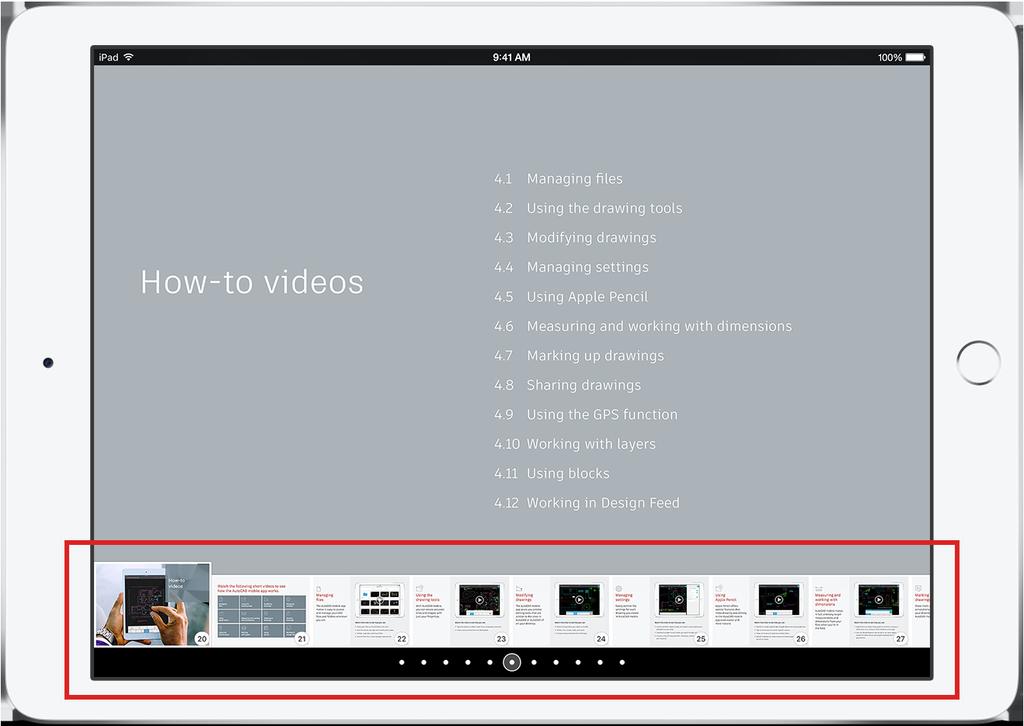 Select the Table of Contents icon at top left to view chapter navigation and pages
