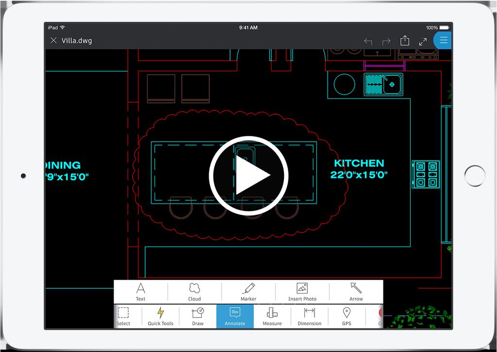 Marking up drawings Make mark-ups and annotations directly on your drawings with the AutoCAD mobile app.